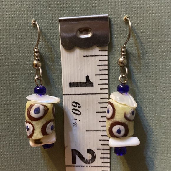 Handcrafted Ghana Krobo Bead Earrings Bought in Ghana New - Picture 4 of 4